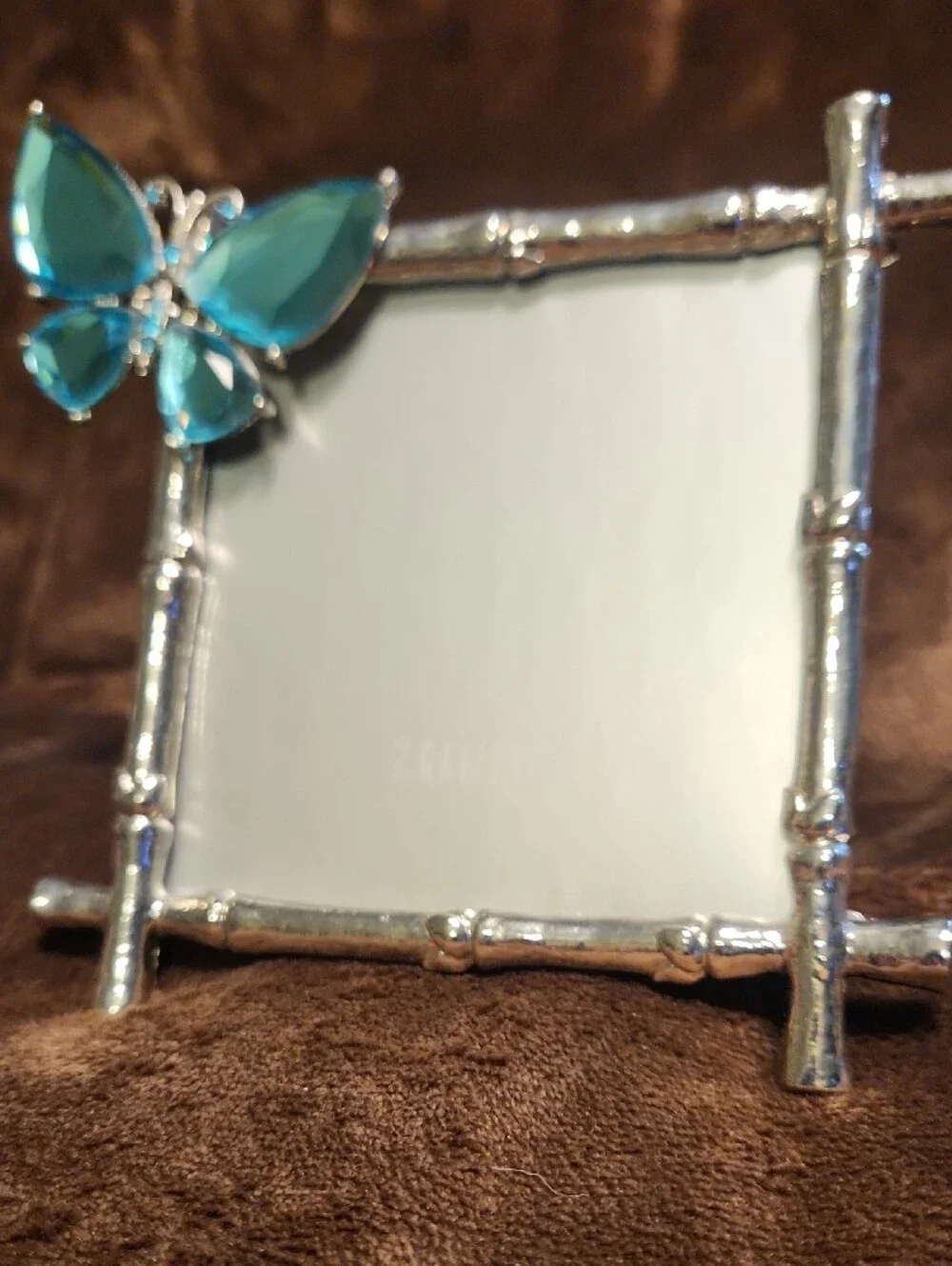 Z Gallerie Silver Frame with Blue-Green Crystal Butterfly